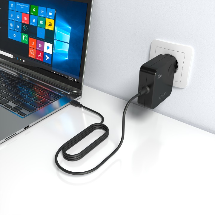 Cargador AISENS 65W USB-C 1.5m Negro(ASCH-1PD65WL80-BK)