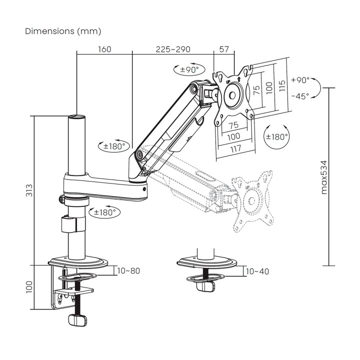Soporte AISENS 17"-32" Gir/Incl Blanco (DT32TSR-437)