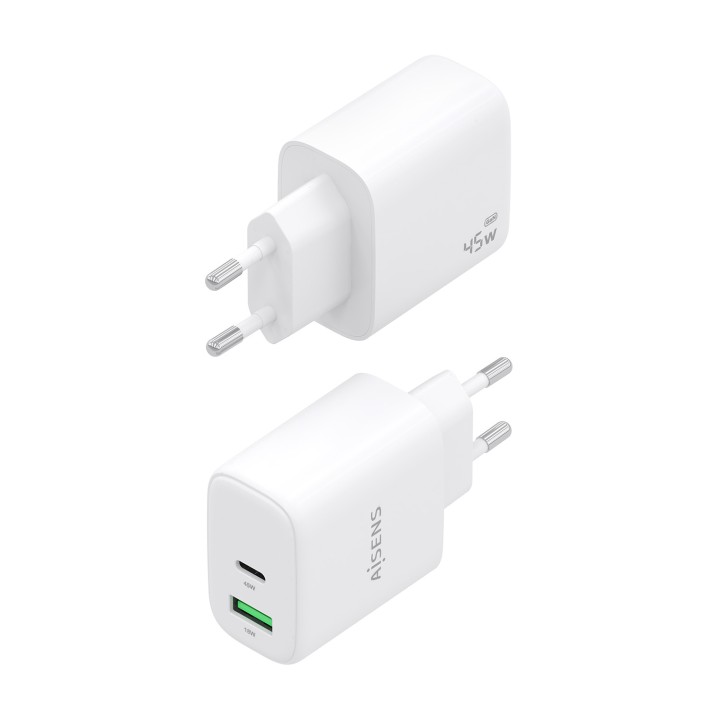 Cargador Pared AISENS 45W USB-A USB-C Blanco(A110-0971)