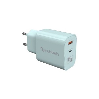 Cargador Pared NUBBEH USB-C 30W PD Turquesa(NBWALLCHT)