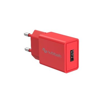 Cargador Pared NUBBEH 1USB-A 10W Rojo (NBWALLCHUSBR10)