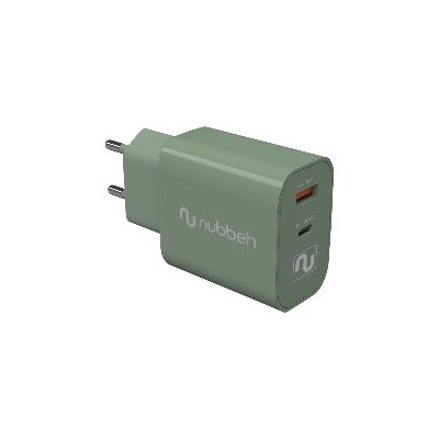 Cargador Pared NUBBEH USB-C 30W PD Verde (NBWALLCHG)