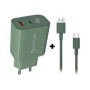 Cargador NUBBEH Bhoot 30W Cable USB-A/C 60W 1.5m Verde