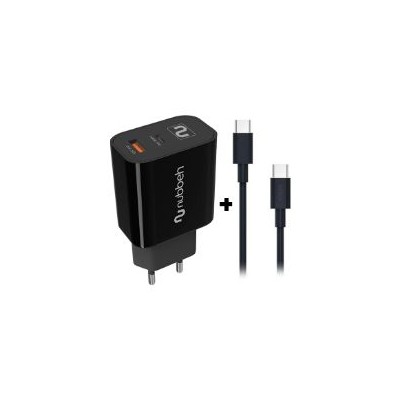 Cargador NUBBEH Bhoot 30W + Cable USB-C 60W 1.5m Negro