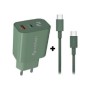 Cargador NUBBEH Bhoot 30W Cable USB-C/C 60W 1.5m Verde