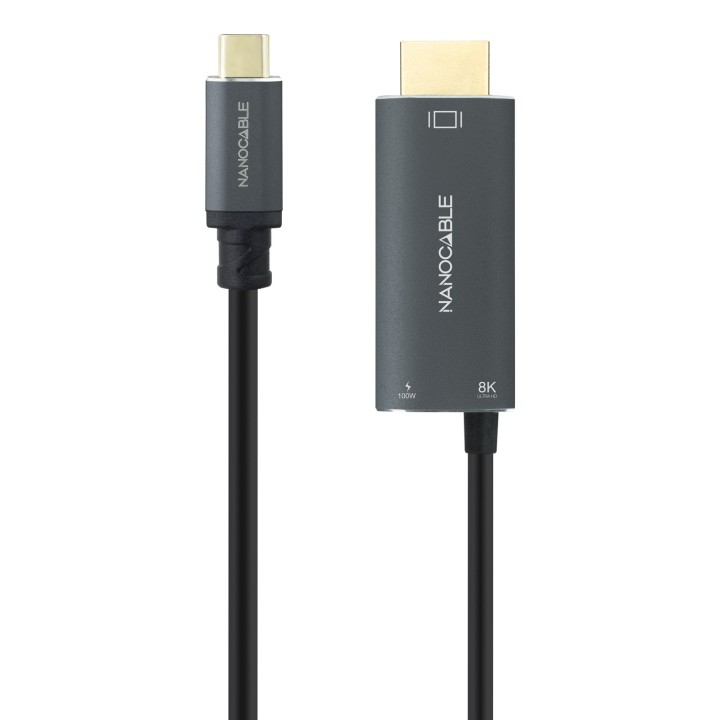 Nanocable USB-C a HDMI+USB-C 1.8m Negro (10.15.5182)