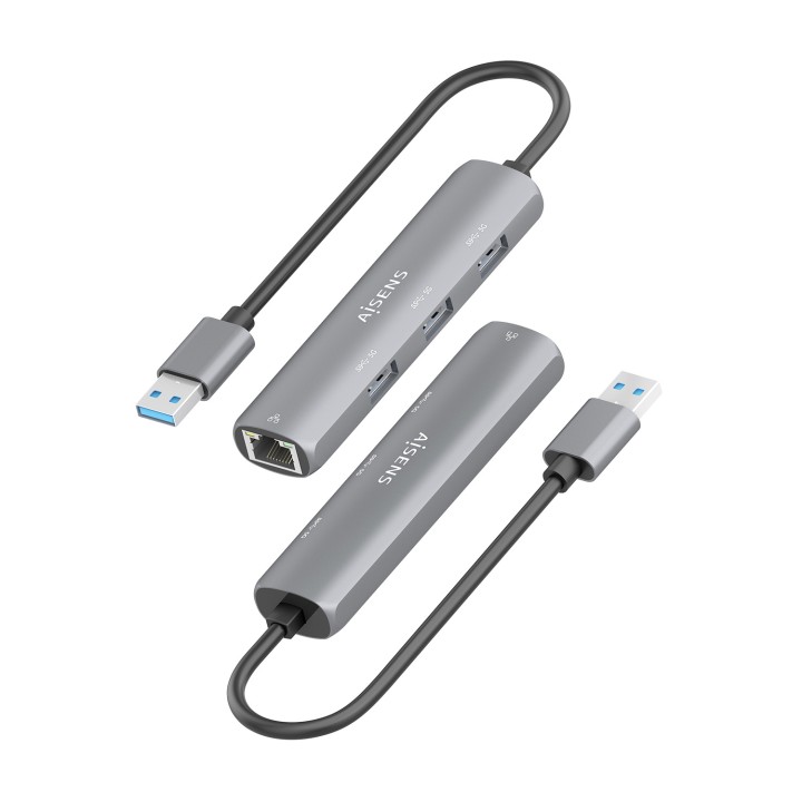 Hub AISENS USB-A a 3xUSB-A/1xRJ45 Gris (ASUC-4P034-GR)