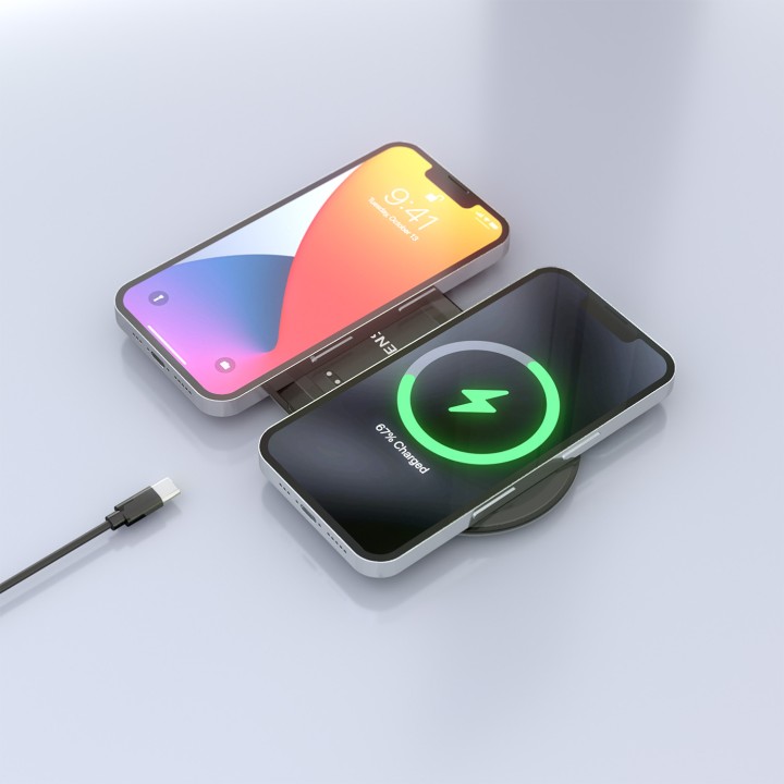 Estación Carga AISENS Qi 2en1 USB-C (ASCH-15W2WC060-BK)