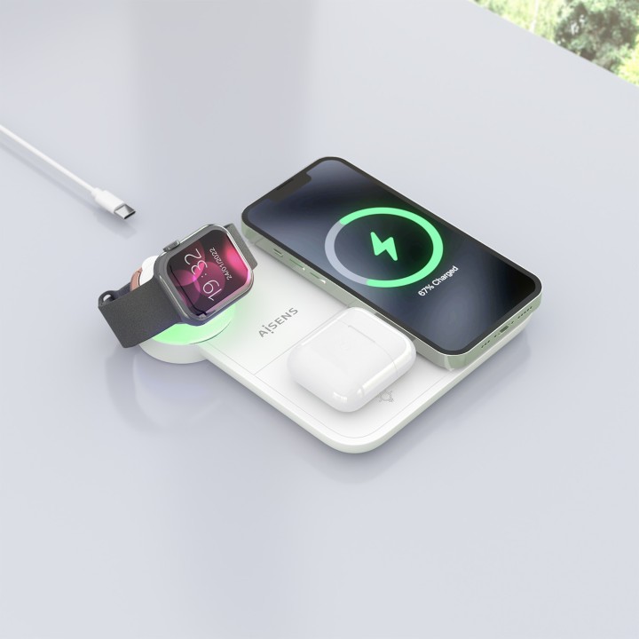 Cargador AISENS Qi Inalámbrico Blanco(ASCH-15W4WC061-W)