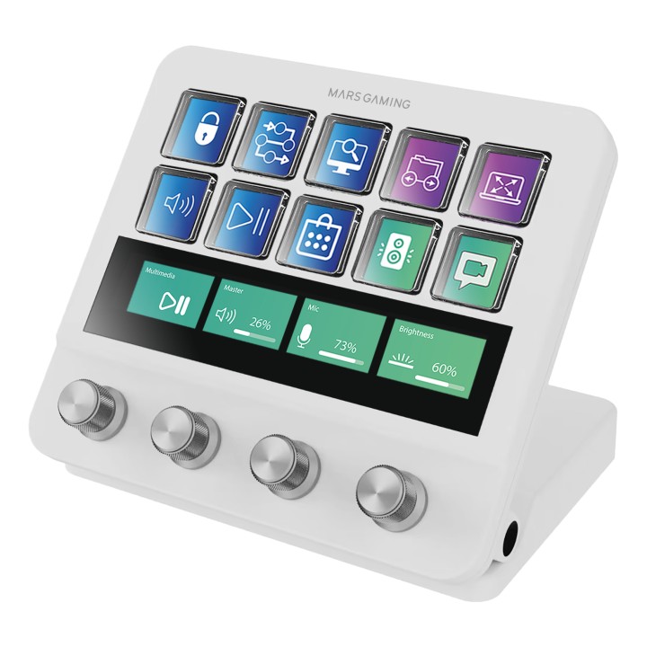 Control Deck Mars Gaming LCD 10 Teclas Blanco (MSDPROW)