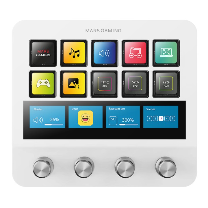 Control Deck Mars Gaming LCD 10 Teclas Blanco (MSDPROW)