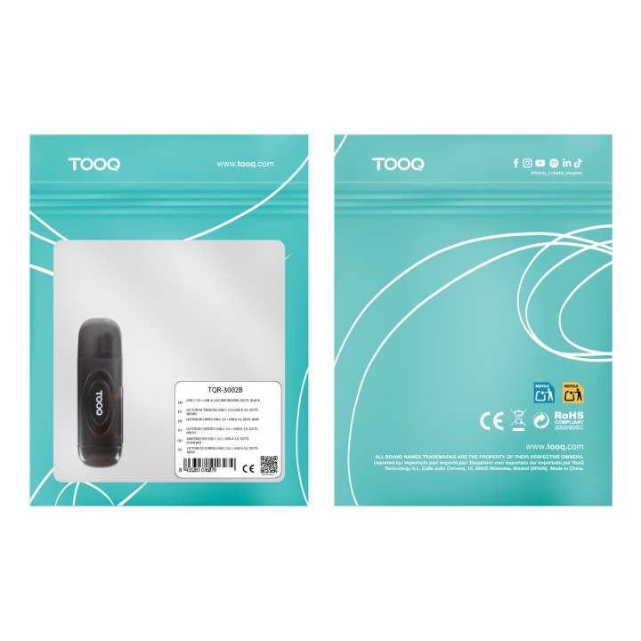 Lector de Tarjetas TooQ USB-A 3.0 Gris (TQR-3002B)