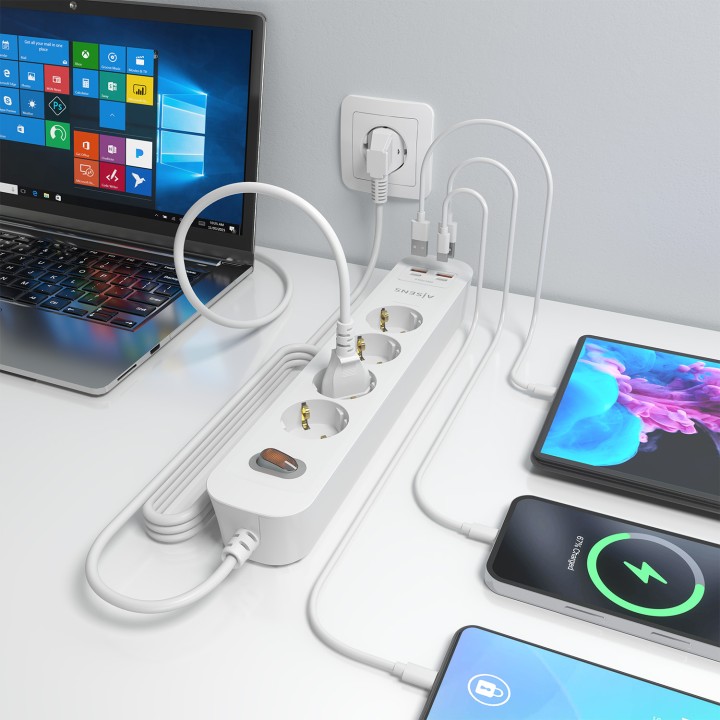 Regleta AISENS 4 Tomas 2xUSB-C 2xUSB-A (ASPS-2A2C12-W)