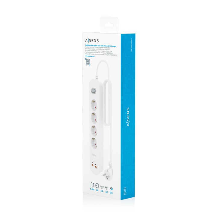 Regleta AISENS 4 Tomas 2xUSB-C 2xUSB-A (ASPS-2A2C12-W)