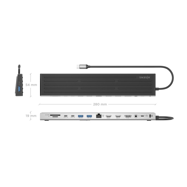 Docking AISENS USB-C 13en1 4K UHD Gris (ASUC-13P042-GR)