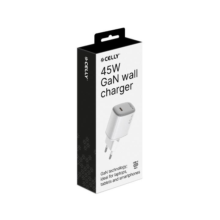 Cargador Pared CELLY 45W USB-C Blanco (UPTC1USBC45WWH)