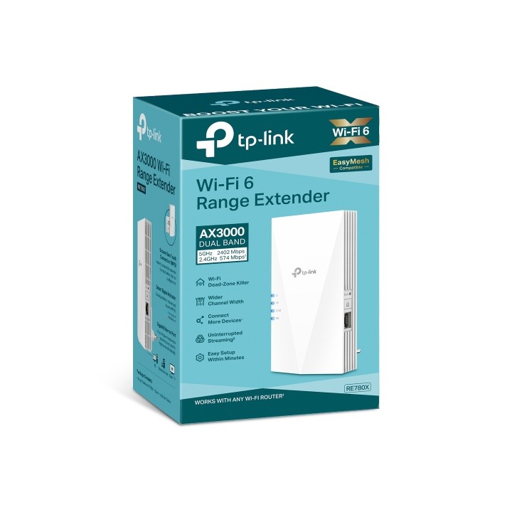 Repetidor TP-Link EasyMesh 1RJ45 WiFi 6 Blanco (RE780X)