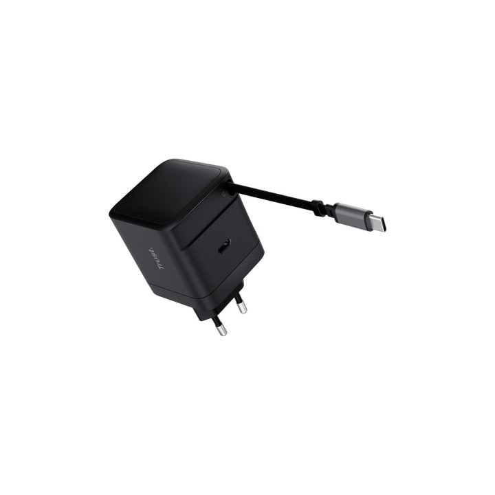 Cargador Trust Maxo Retráctil 65W USB-C Negro (25805)