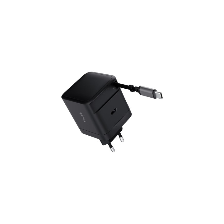 Cargador Trust Maxo Retráctil 65W USB-C Negro (25805)