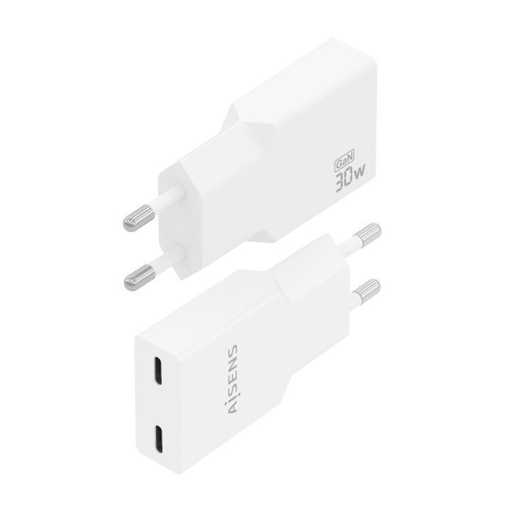 Cargador Pared AISENS GaN 30W 2USB-C Blanco (A110-1003)