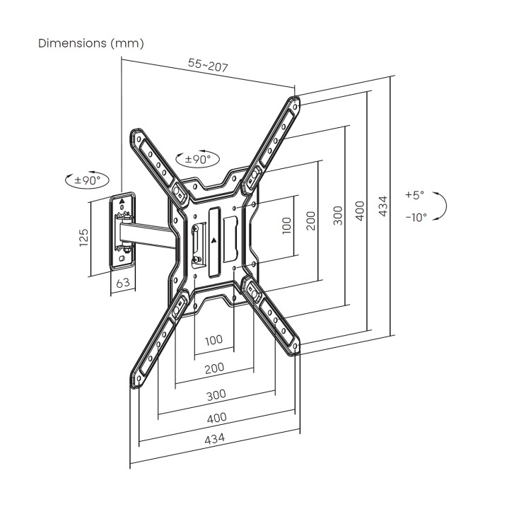 Soporte Pared AISENS 23"-65" Inclina/Gira (WT65TSE-415)