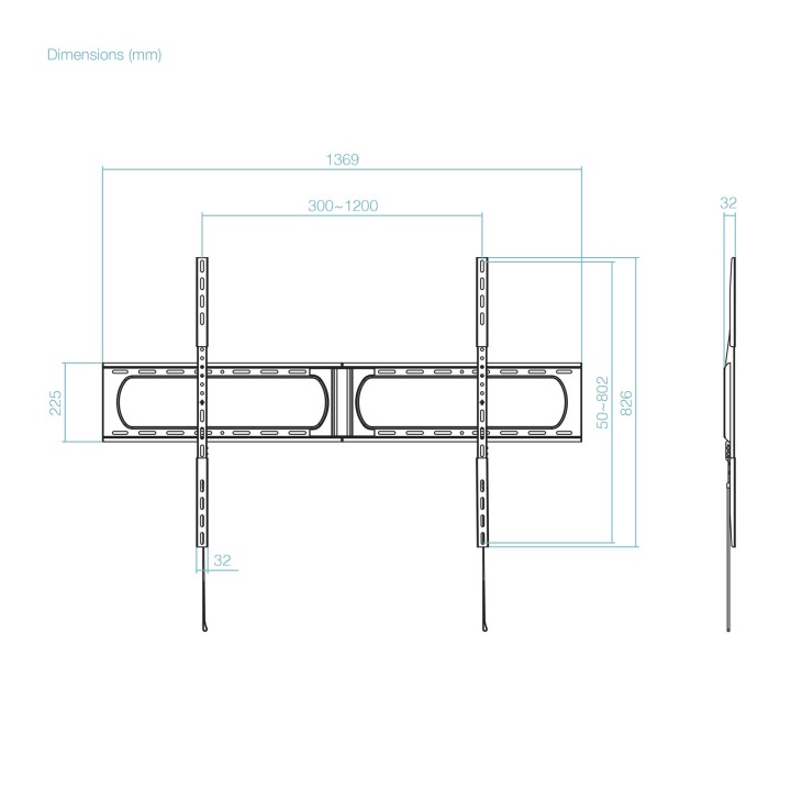 Soporte Pared TooQ 37"-140" Fijo Máx 12Kg (LP37140F-B)