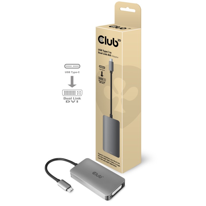 Adaptador Club 3D USB-C 3.2 a DVI-D M/H Gris (CAC-1510)