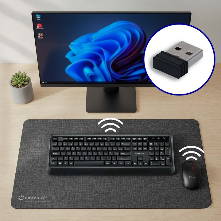 Teclado+Ratón Unyka Combo UK39 Wireless Negro (UK50547)