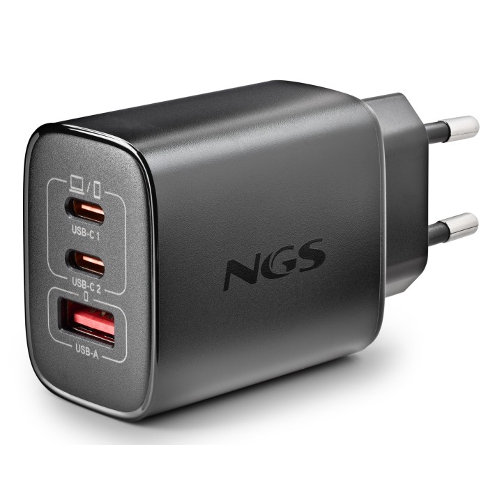 Cargador NGS Era 65W 1USB-A 2USB-C Negro (ERA65WBLACK)