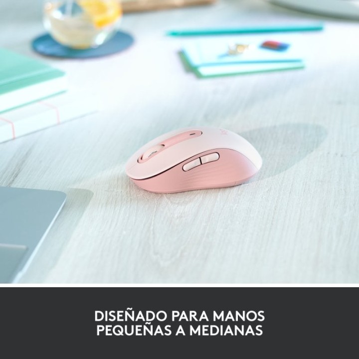 Logitech Signature M650 Ratón Bluetooth para Manos Pequeñas a Medianas, Clics Silenciosos Rosa