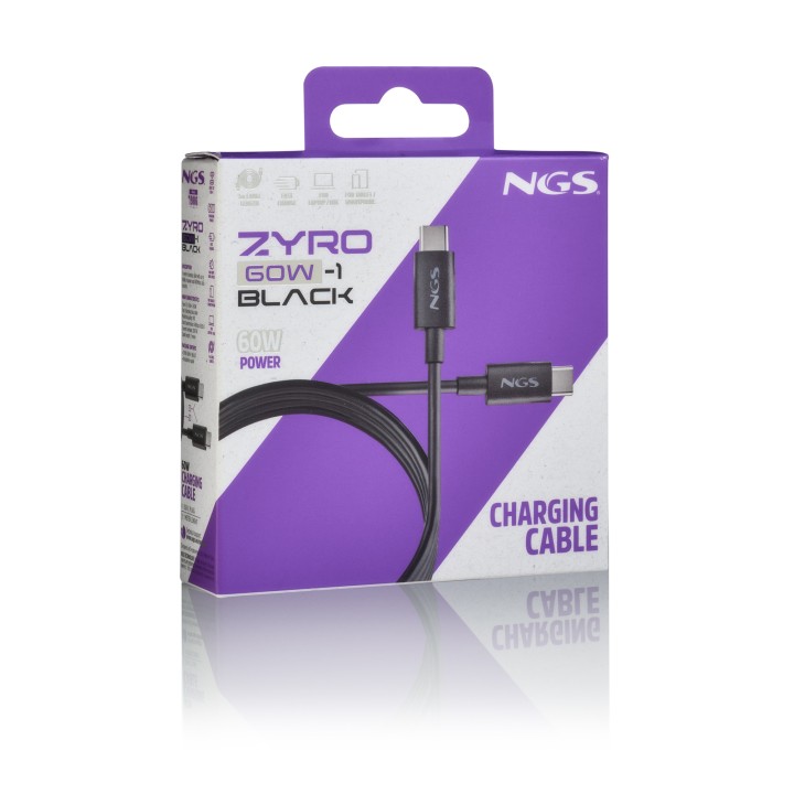 Cable NGS USB-C a USB-C 60W 1m Negro (ZYRO60W-1BLACK)