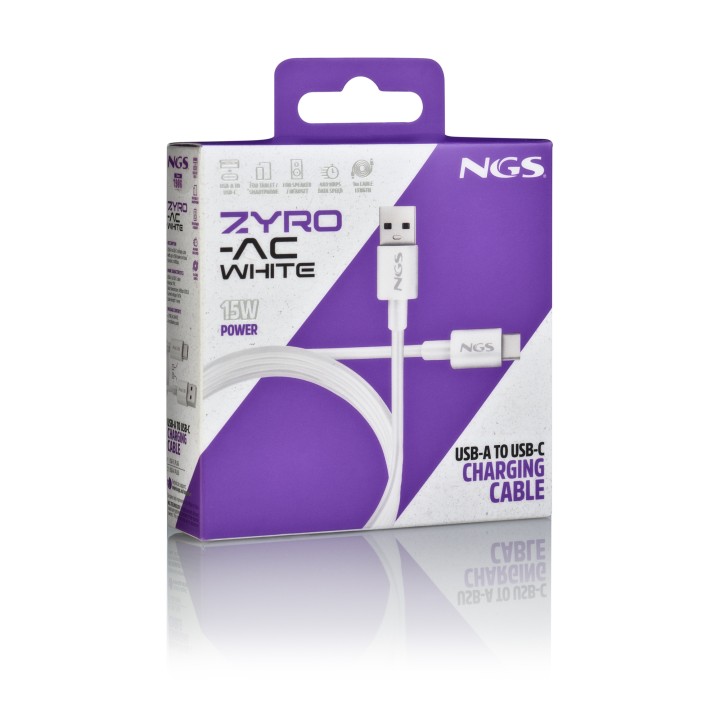 Cable NGS USB-A/M a USB-C/M 1m Blanco (ZYRO-ACWHITE)