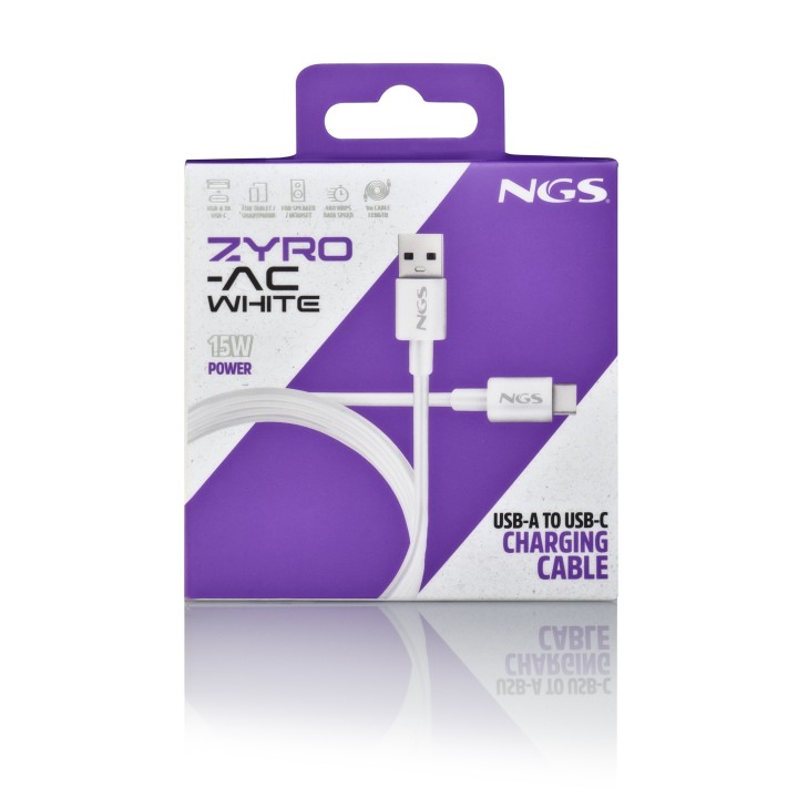 Cable NGS USB-A/M a USB-C/M 1m Blanco (ZYRO-ACWHITE)
