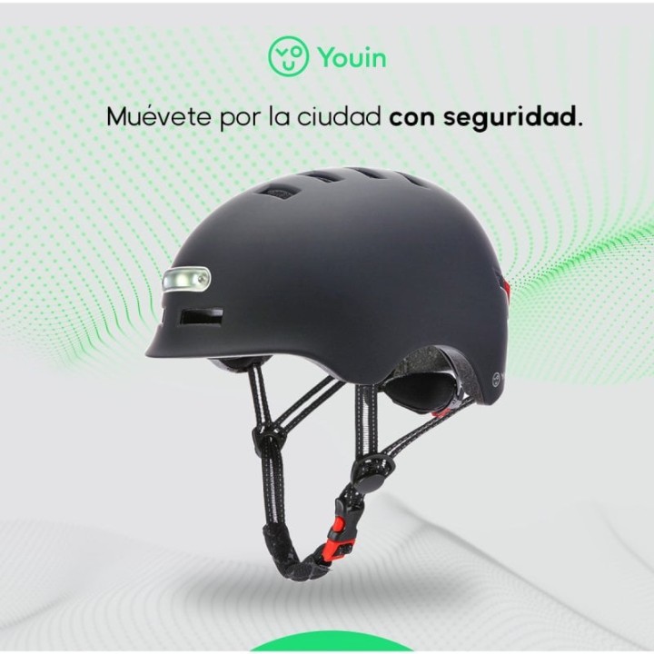 Youin Casco con Luz LED Negro Talla M 54-57cm