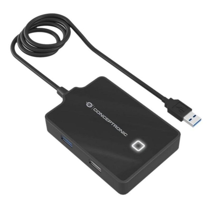 Conceptronic HUBBIES10B HUB USB 3.0 4 puertos Negro