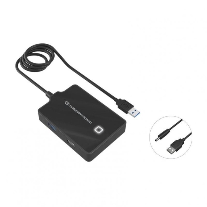 Conceptronic HUBBIES10B HUB USB 3.0 4 puertos Negro