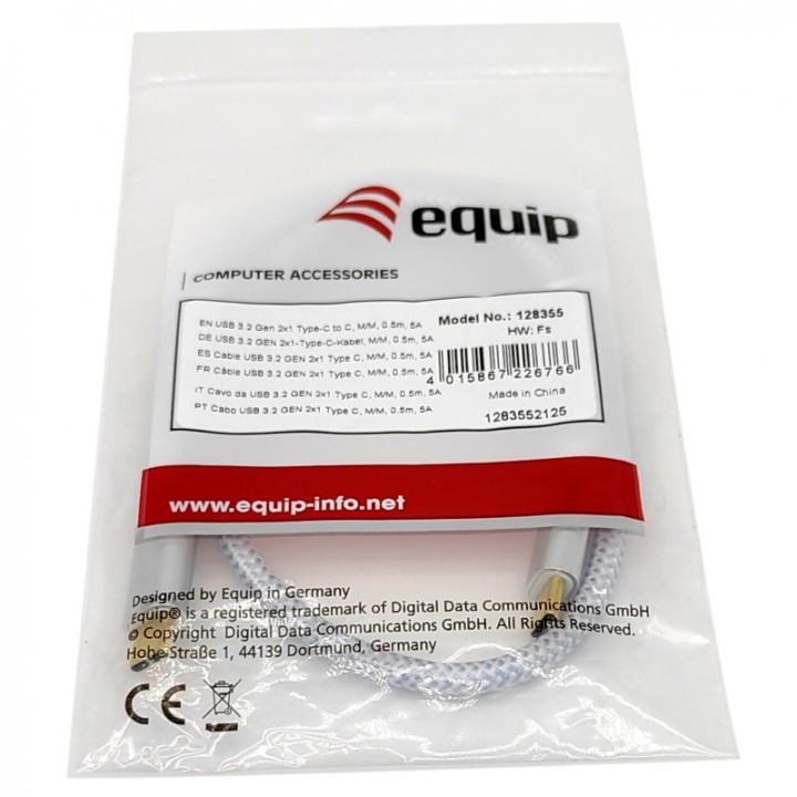 Equip Cable USB-C 3.2 10G Macho/Macho 50cm Blanco