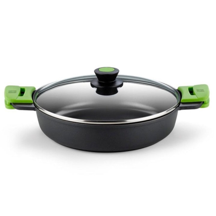 BRA Prior Cacerola Baja Aluminio Fundido con Tapa 32cm