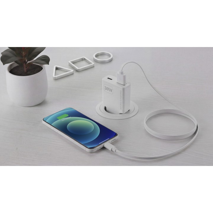 Cargador Pared Mars Gaming 30W USB-A/C Blanco(MDGAN30W)
