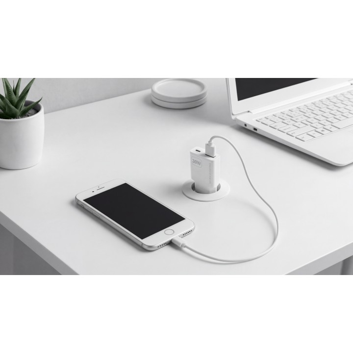 Cargador Pared Mars Gaming 30W USB-A/C Blanco(MDGAN30W)