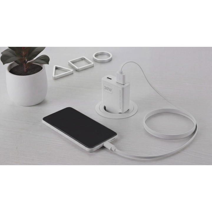 Cargador Pared Mars Gaming 30W USB-A/C Blanco(MDGAN30W)