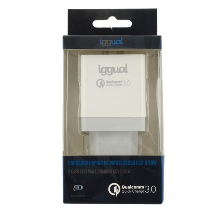 Iggual Cargador 2xUSB Quickcharge 3.0 30W