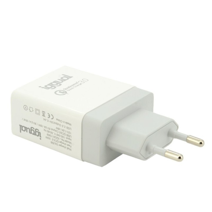 Iggual Cargador 2xUSB Quickcharge 3.0 30W
