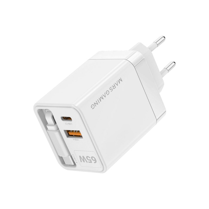 Cargador Mars Gaming Retráctil USB-A/C Blanco MDGAN65RW