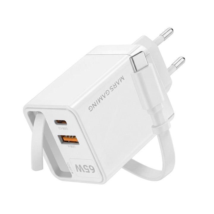 Cargador Mars Gaming Retráctil USB-A/C Blanco MDGAN65RW