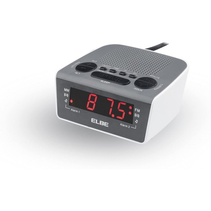 Elbe CR-932 Radio Reloj Despertador Digital Blanco/Negro