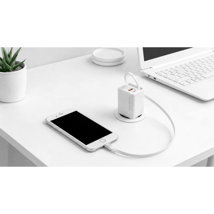 Cargador Mars Gaming Retráctil USB-A/C Blanco MDGAN65RW