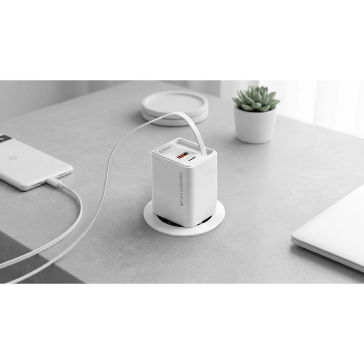 Cargador Mars Gaming Retráctil USB-A/C Blanco MDGAN65RW