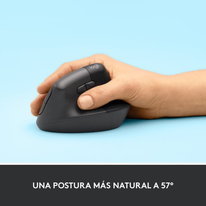 Logitech Lift Ratón Inalámbrico Vertical para Diestros 4000 DPI Gris-Negro