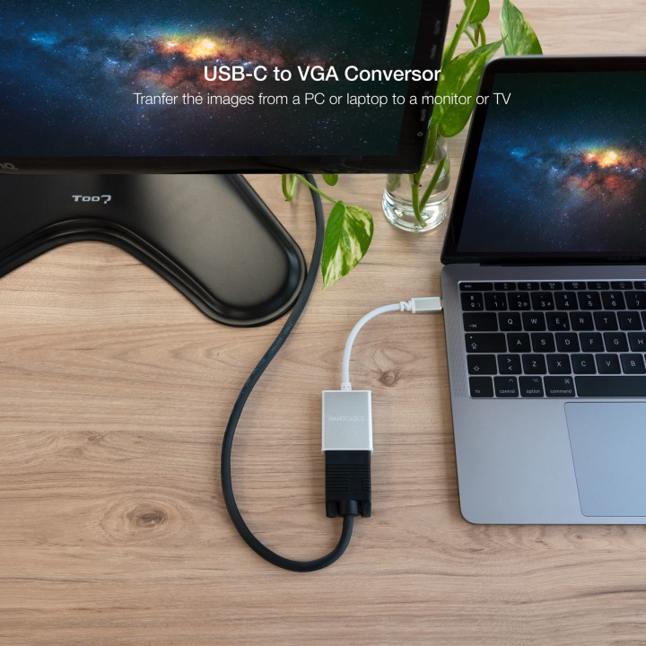 Nanocable USB-C/M a VGA/H 10cm Plata (10.16.4101)